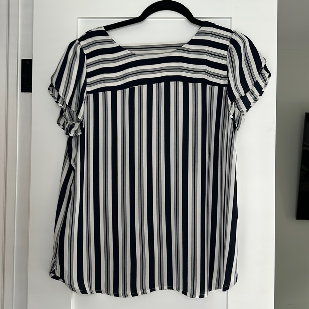 loft work shirt navy and white stripes size medium